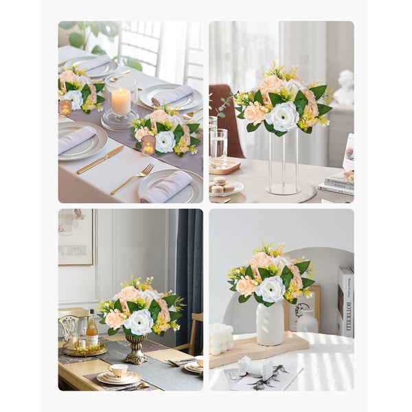 Konstgjord blomsterbollarrangemang, 24x24x12 cm, Champagne, Silkesmaterial