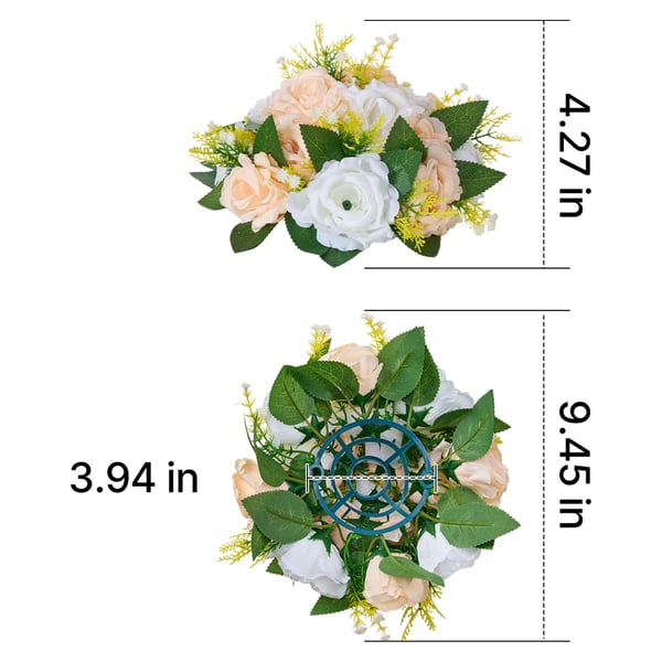 Konstgjord blomsterbollarrangemang, 24x24x12 cm, Champagne, Silkesmaterial