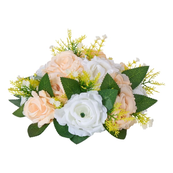 Konstgjord blomsterbollarrangemang, 24x24x12 cm, Champagne, Silkesmaterial