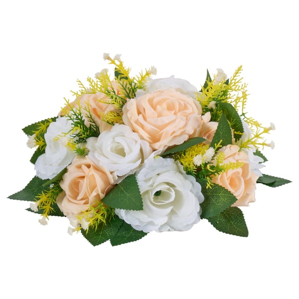 Konstgjord blomsterbollarrangemang, 24x24x12 cm, Champagne, Silkesmaterial