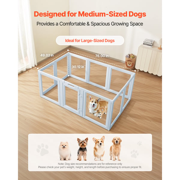 Valplåda för hund 193x124,5x76,5 cm transparent plast, vattentät inomhus födselkit för husdjur