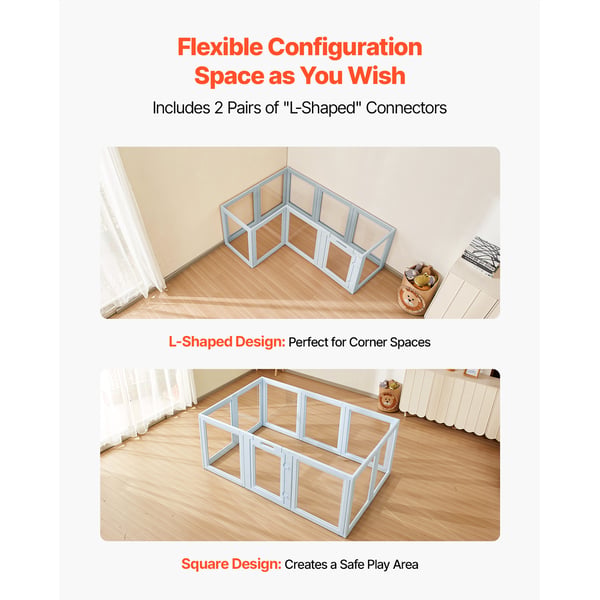 Valplåda för hund 193x124,5x76,5 cm transparent plast, vattentät inomhus födselkit för husdjur