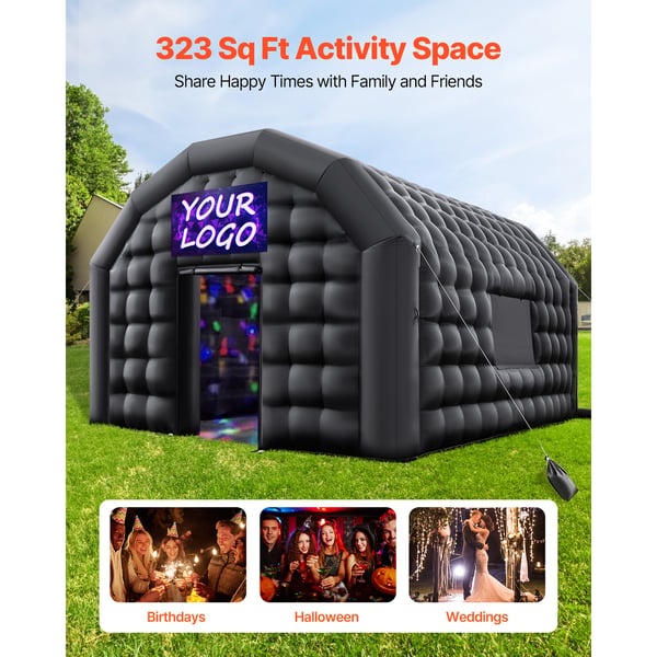 Oppustelig natklub 6x5x3,66 m, sort, Oxford-stof
