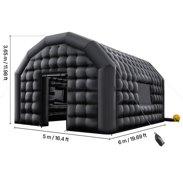 Oppustelig natklub 6x5x3,66 m, sort, Oxford-stof
