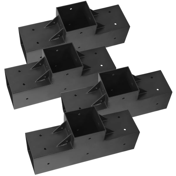 Pergolan kiinnikesarja, T-mallinen 4 kpl, 92x92 mm, musta, teräs