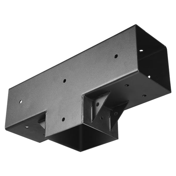 Pergolan kiinnikesarja, T-mallinen 4 kpl, 92x92 mm, musta, teräs