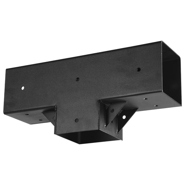 Pergolan kiinnikesarja, T-mallinen 4 kpl, 92x92 mm, musta, teräs