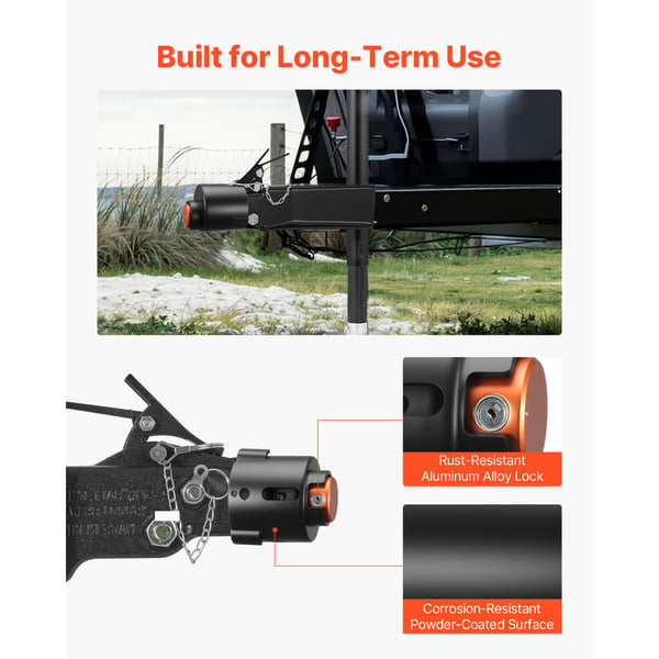 Trailerlås, passer til 58,6 mm støbte kuglekoblinger, 142x175 mm, kraftigt stål