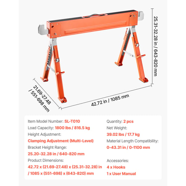 Bukket, Sammenklappelig Justerbar Bukket 108,5x55,1x64,3-82 cm, Stål