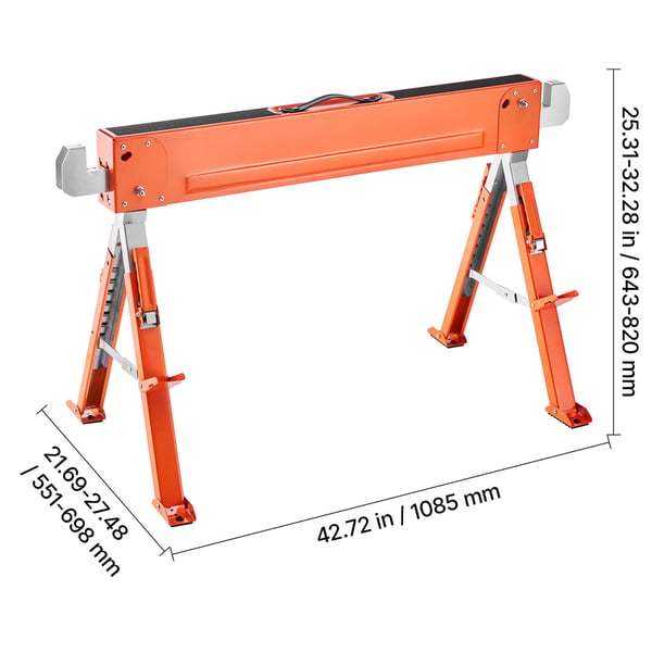 Bukket, Sammenklappelig Justerbar Bukket 108,5x55,1x64,3-82 cm, Stål