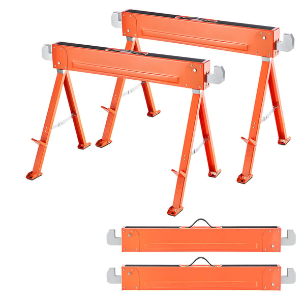 Bukkehest, Sammenklappelig Bukkehest i Metal 108,5x55x73 cm, 2 stk., Ekstra Robust