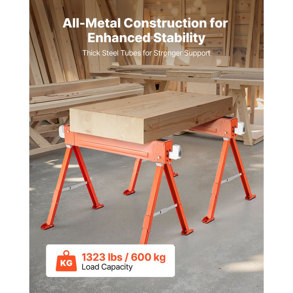 Bukkehest, Sammenklappelig Bukkehest i Metal 108,5x55x73 cm, 2 stk., Ekstra Robust