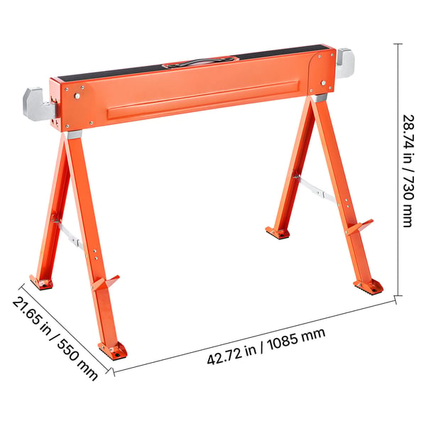 Bukkehest, Sammenklappelig Bukkehest i Metal 108,5x55x73 cm, 2 stk., Ekstra Robust