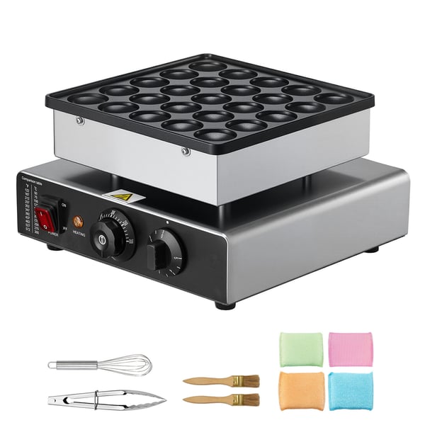 Mini pandekage maskine, 25 poffertjes vaffelbager 262x262 mm, rustfrit stål, non-stick Mini pandekage maskine, 25 poffertjes vaffelbager 262x262 mm, rustfrit stål, non-stick