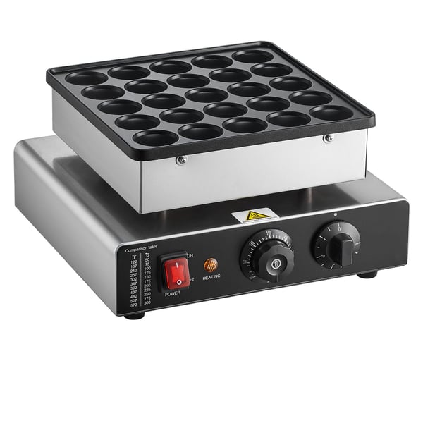 Mini pandekage maskine, 25 poffertjes vaffelbager 262x262 mm, rustfrit stål, non-stick