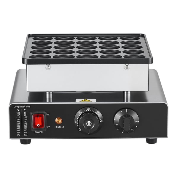 Mini pandekage maskine, 25 poffertjes vaffelbager 262x262 mm, rustfrit stål, non-stick