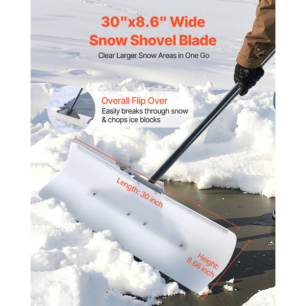 Snerydningsskovl, 76,2x22 cm, HDPE plastblad, metalkant, ergonomisk greb