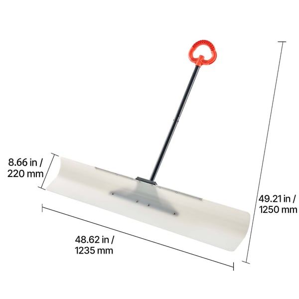 Snöskyffel, 122x22 cm, HDPE-plastblad, Metallkant, Ergonomiskt handtag