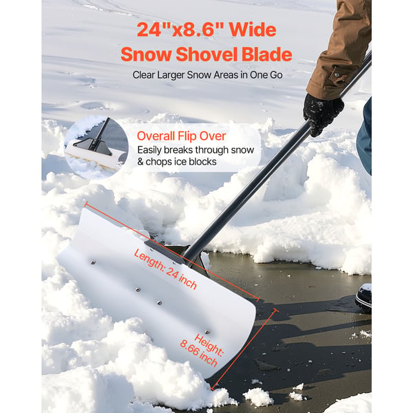 Snöskyffel, 61x22 cm, HDPE-plastblad, Portabel snöröjningsverktyg