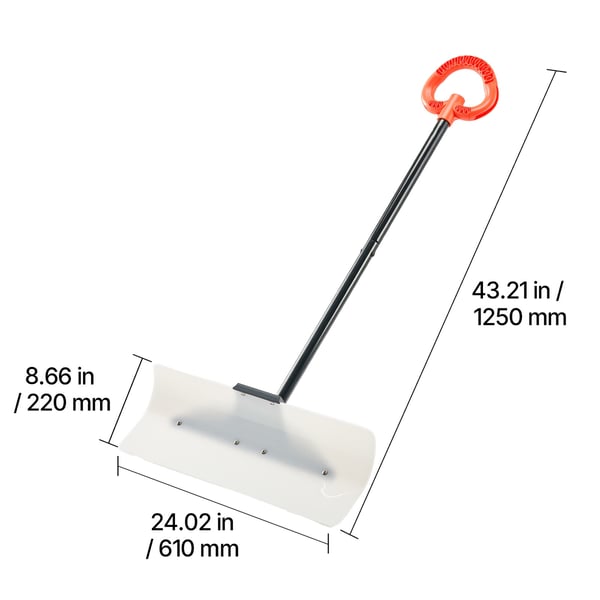 Snöskyffel, 61x22 cm, HDPE-plastblad, Portabel snöröjningsverktyg