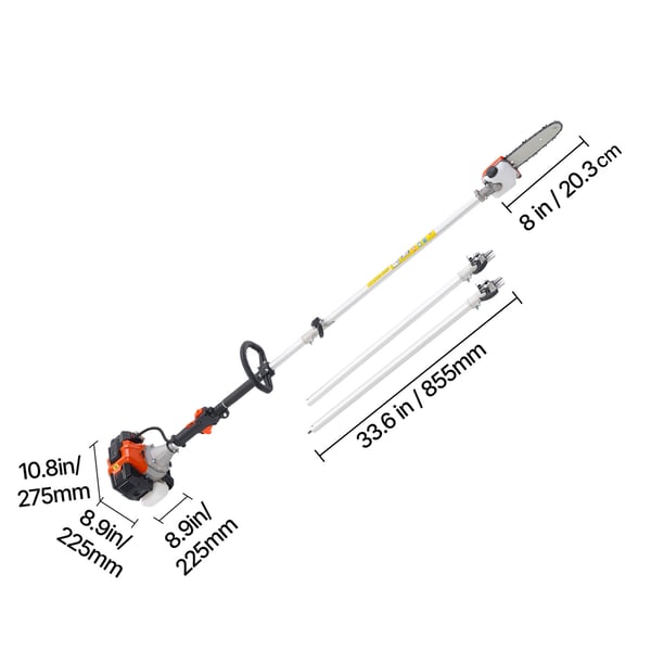 Stångsåg, 33CC bensindriven, 20,3 cm svärd, utdragbar 2-3,5 m