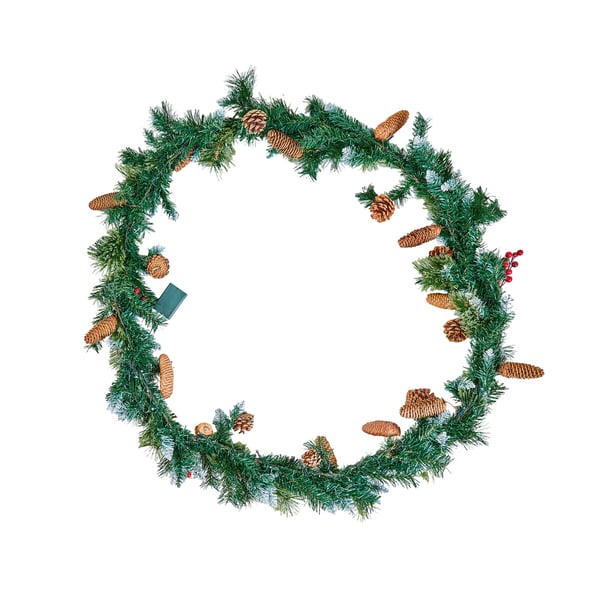 Juleguirlande, 275x28x15 cm, Grøn, Kunstig, LED-lys