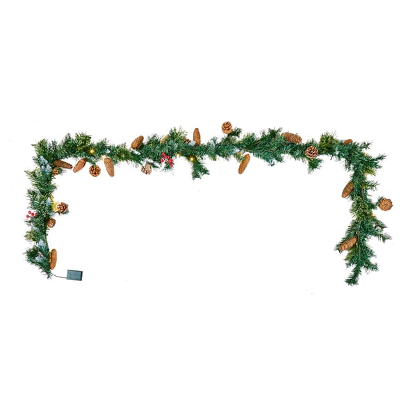 Juleguirlande, 275x28x15 cm, Grøn, Kunstig, LED-lys