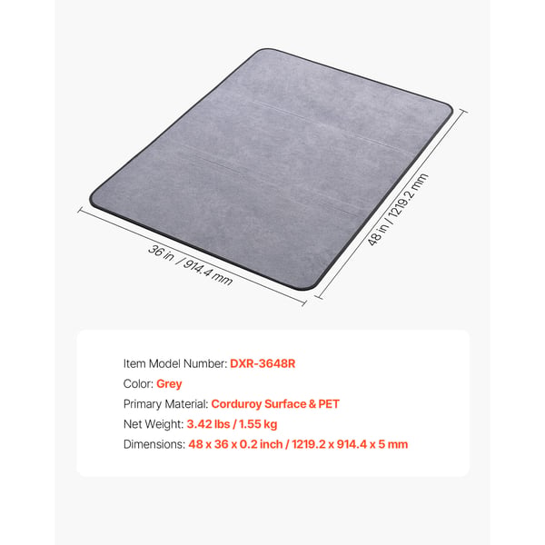 Stolmatta, 122.5x91.5x0.5 cm, Grå, Manchesteryta