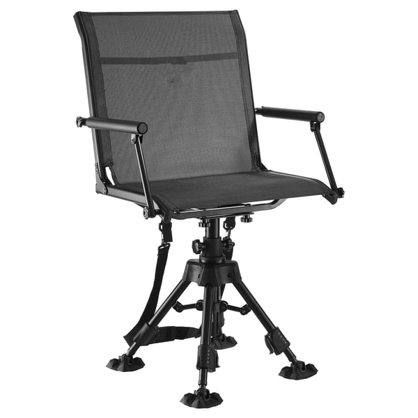 Jagtstol, 360° lydløs drejelig, foldbar og justerbar, 57x50x108 cm, stål