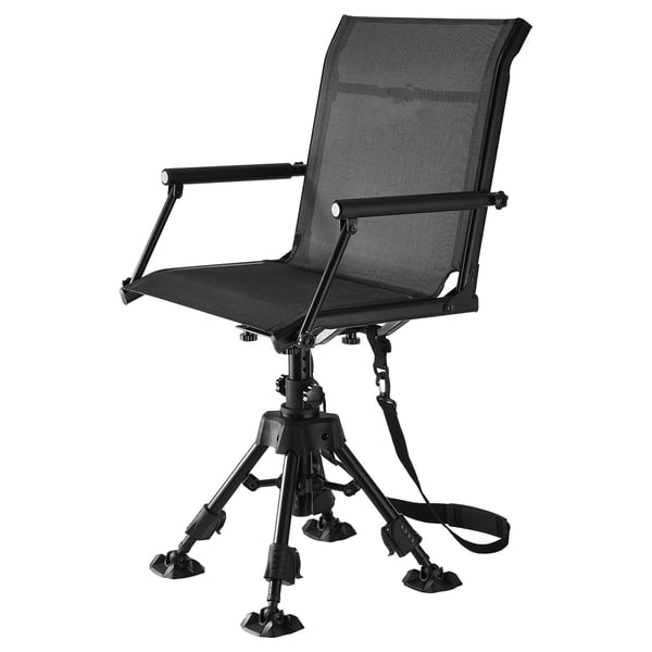 Jagtstol, 360° lydløs drejelig, foldbar og justerbar, 57x50x108 cm, stål