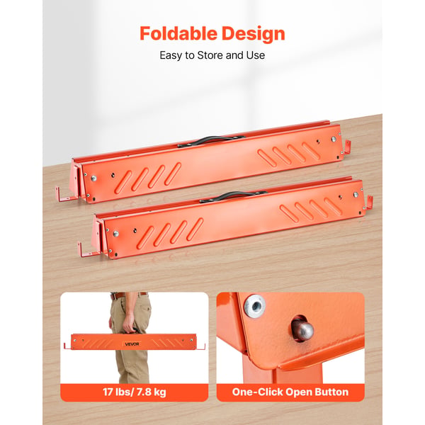 Sågbock, 2-pack hopfällbar helt i metall, 95x48,5x74 cm, extra robust
