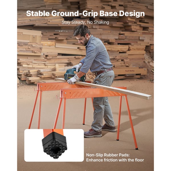 Sågbock, 2-pack hopfällbar helt i metall, 95x48,5x74 cm, extra robust