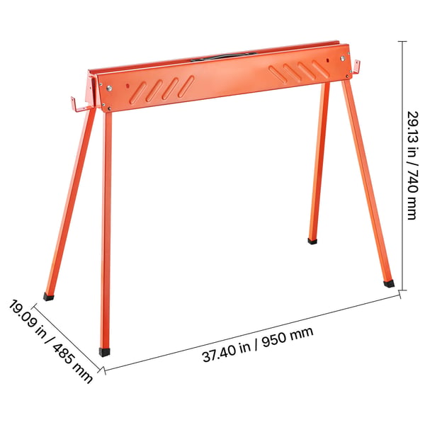 Sågbock, 2-pack hopfällbar helt i metall, 95x48,5x74 cm, extra robust