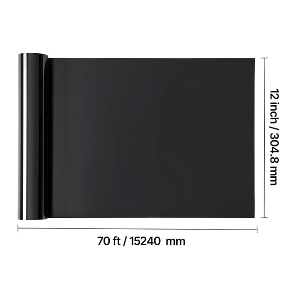 Lämpösiirtokalvorulla, 30.5x2133.6 cm, musta, kiiltävä pinta