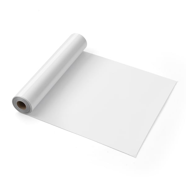 Varmeoverførselsvinylrulle, 304,8x7260 mm, blank hvid, PVC