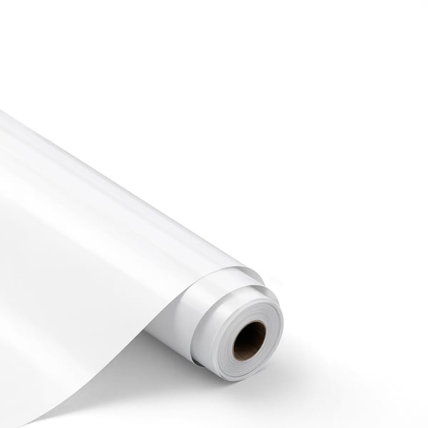 Varmeoverførselsvinylrulle, 304,8x7260 mm, blank hvid, PVC