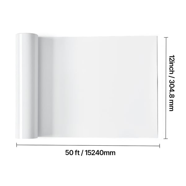 Lämpösiirtokalvorulla, 30,5x1524 cm, valkoinen, kiiltävä PVC