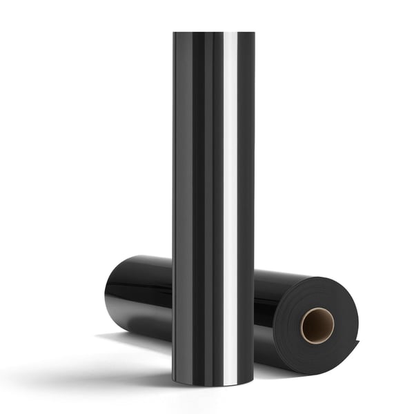 Varmeoverførselsvinylrulle, 30.5x1524 cm, Sort, Blank, PVC