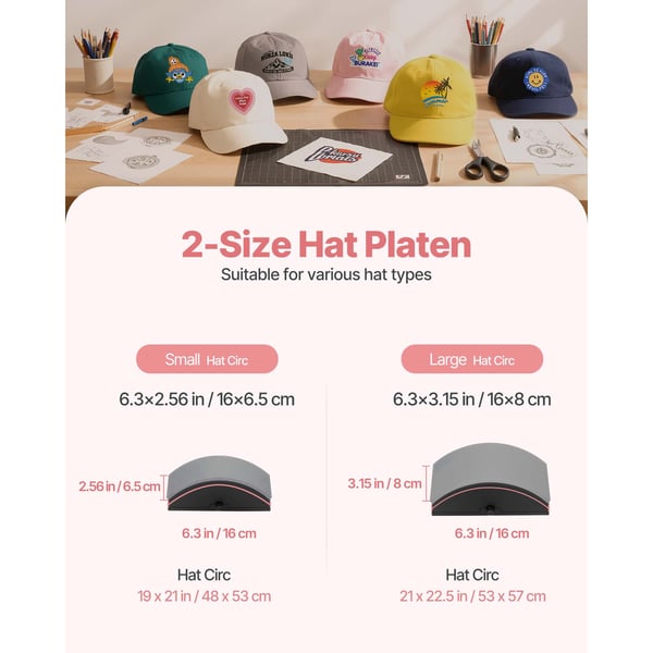 Hat Heat Press Maskine, 405x230x375 mm, Pink, varmeoverførselsenhed