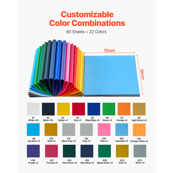 Varmeoverførselsvinyl 304,8x304,8 mm Multifarvet, PVC