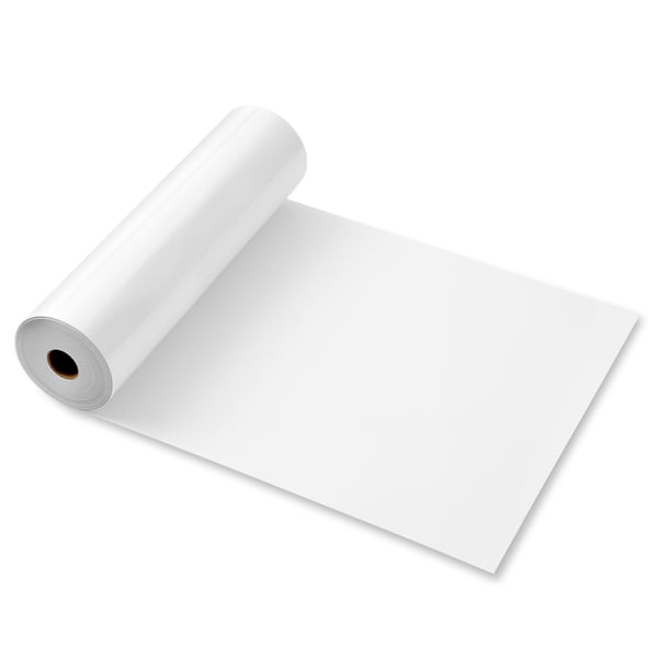 Värmeöverföringsvinylrulle, 30,5x2133,6 cm, Vit, Blank yta