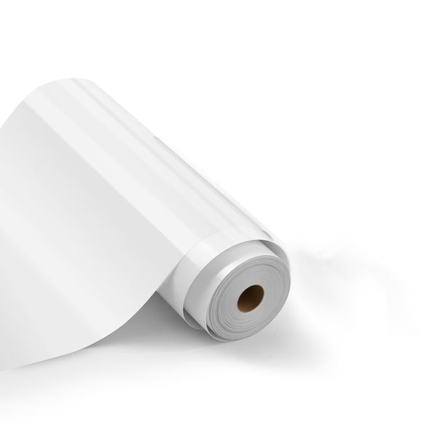 Värmeöverföringsvinylrulle, 30,5x2133,6 cm, Vit, Blank yta