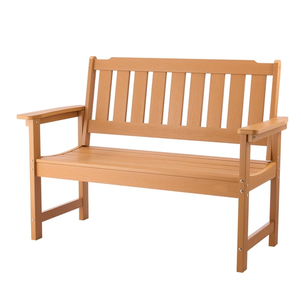 Udendørs bænk, 128x62x93 cm, naturligt træ, plastikramme