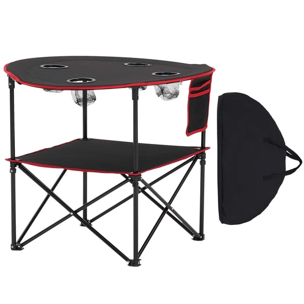Campingbord, 72x72x60 cm, Sort, Sammenklappelig 600D Oxford-stof