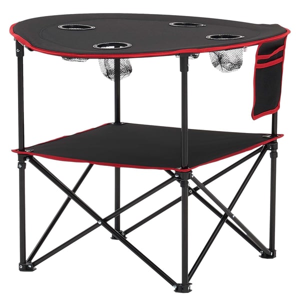 Campingbord, 72x72x60 cm, Sort, Sammenklappelig 600D Oxford-stof