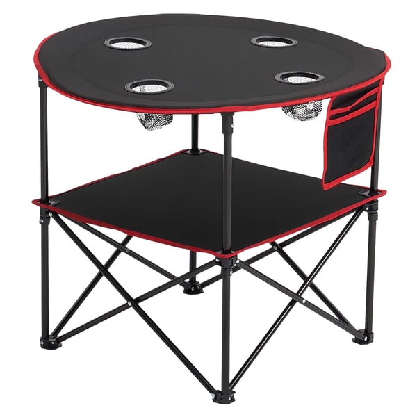 Campingbord, 72x72x60 cm, Sort, Sammenklappelig 600D Oxford-stof
