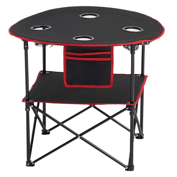 Campingbord, 72x72x60 cm, Sort, Sammenklappelig 600D Oxford-stof