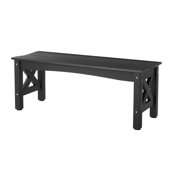 Udendørs bænk, 113x40x43,5 cm, sort, plast