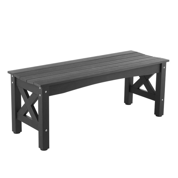 Udendørs bænk, 113x40x43,5 cm, sort, plast