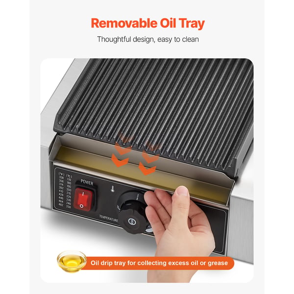 Paninigrill, 22x23 cm, rustfrit stål, elektrisk sandwichmaskine